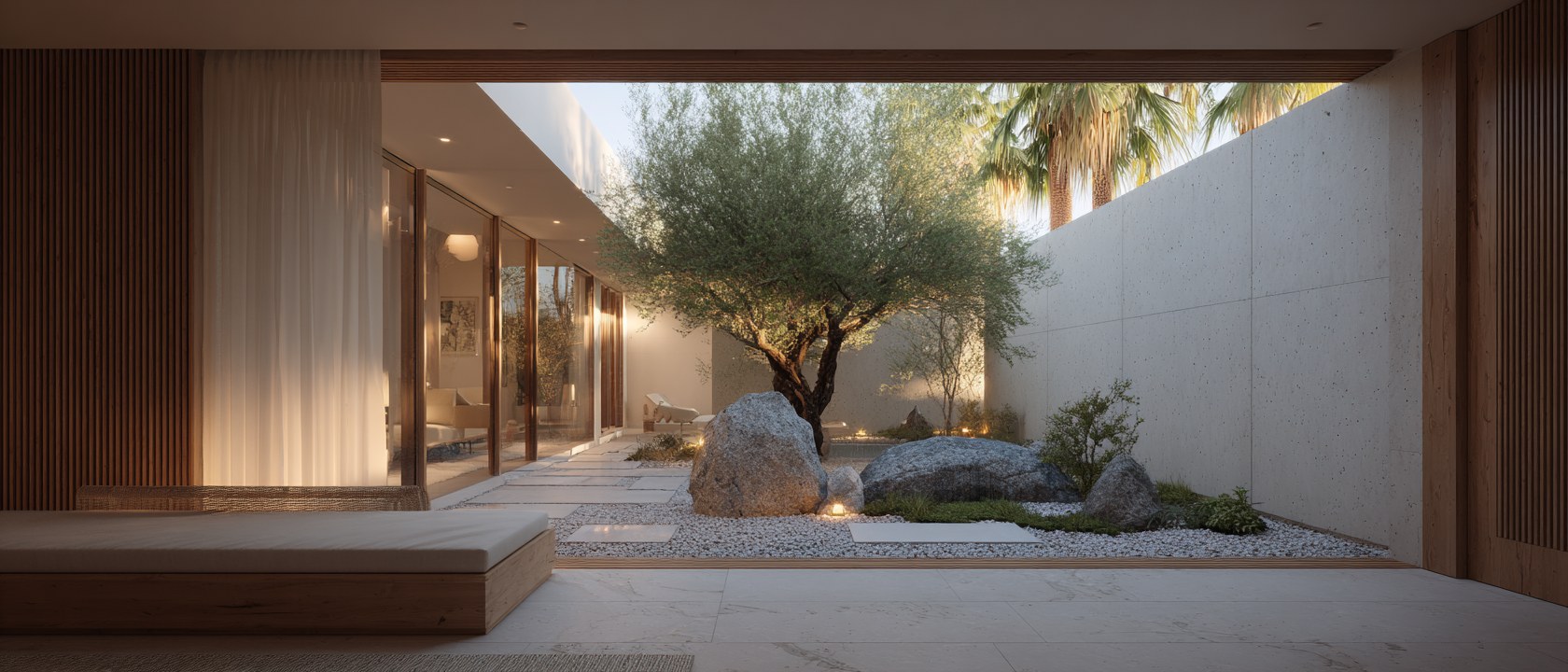 Lïef Osborn · ground-floor residence with a private karesansui garden